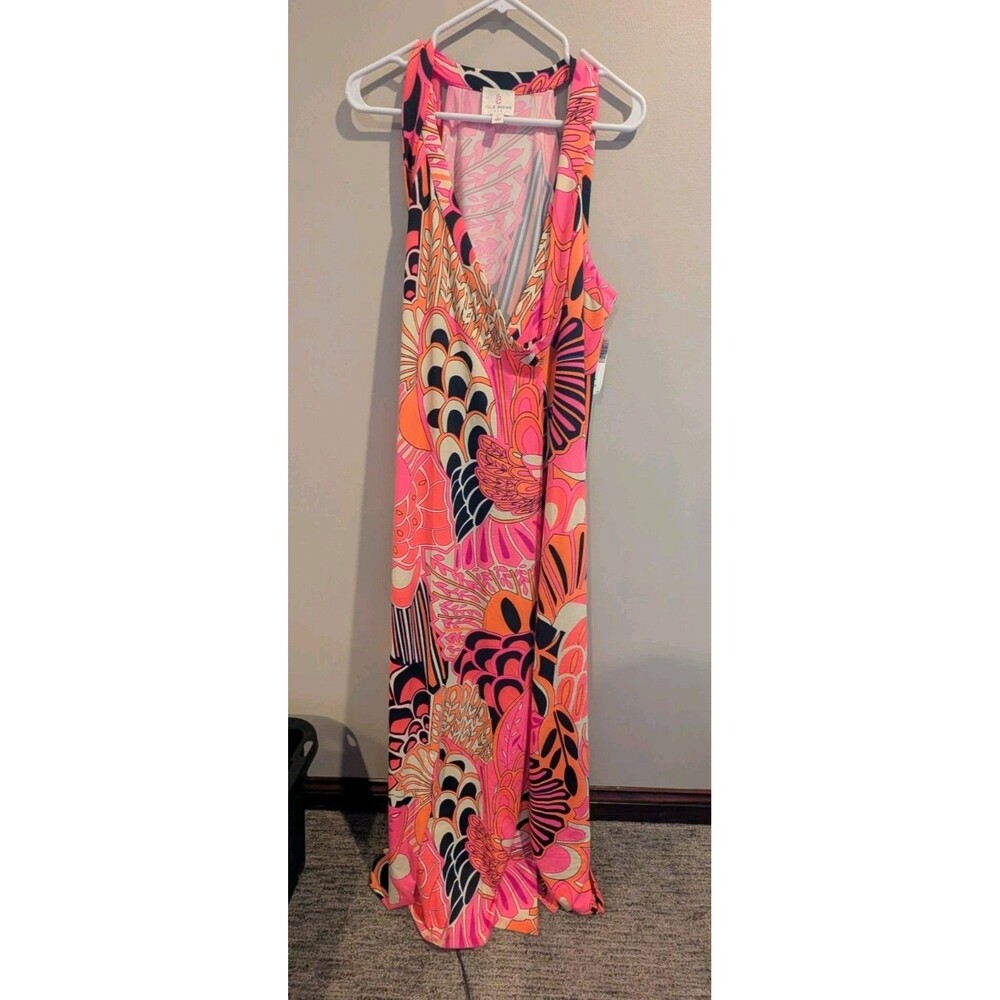 Julie Brown NYC Jb Vibrant 60’s 70's Inspired Maxi Wrap Tie Dress Psychedelic